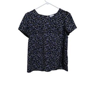 J. Crew Blue Floral Print Blouse Women's Size Small